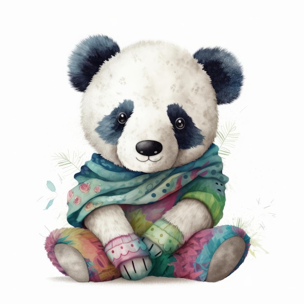 Śliczna Akwarela Panda Ilustracja AI GenerativexA