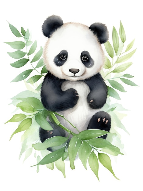 Śliczna akwarela panda ilustracja dla dzieci