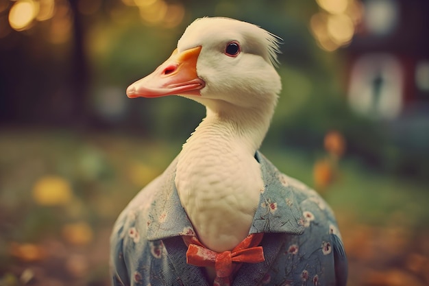 Śliczna gęś śmieszny portret hipster styl