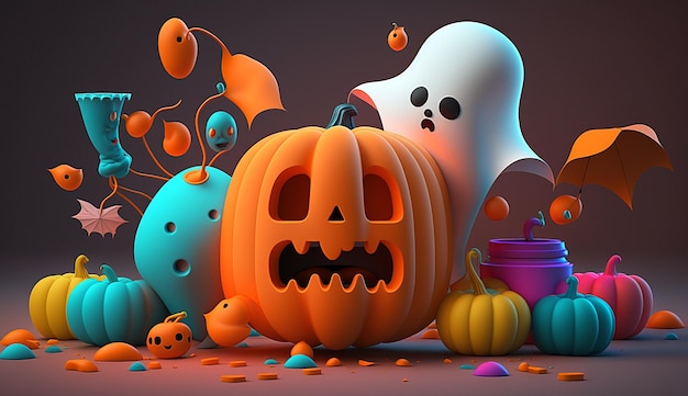 Śliczna halloween 3d charakter tła fotografii ilustracja