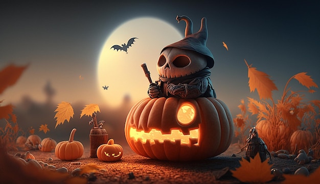 Śliczna halloween 3d charakter tła fotografii ilustracja