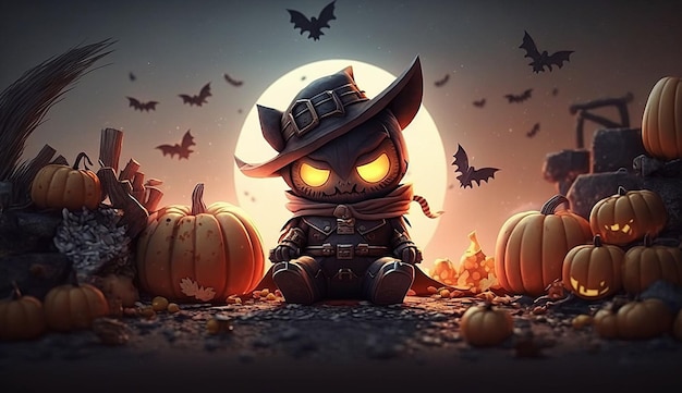 Śliczna halloween 3d charakter tła fotografii ilustracja