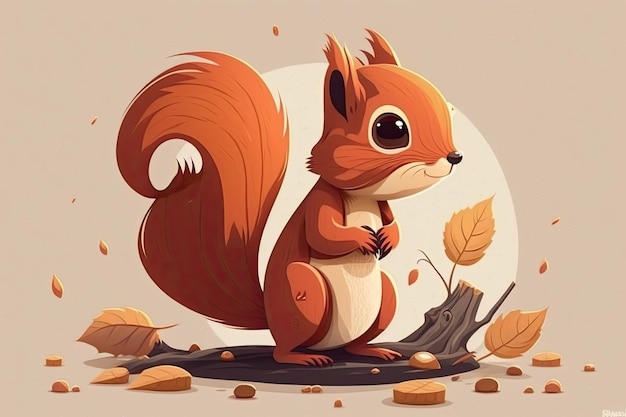 Śliczna ilustracja wiewiórka Urocza animacja wiewiórki