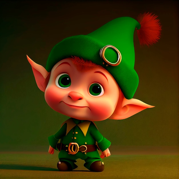 Śliczna Leprechaun Elf St Patrick Ilustracja stworzona przez technologię Generative AI