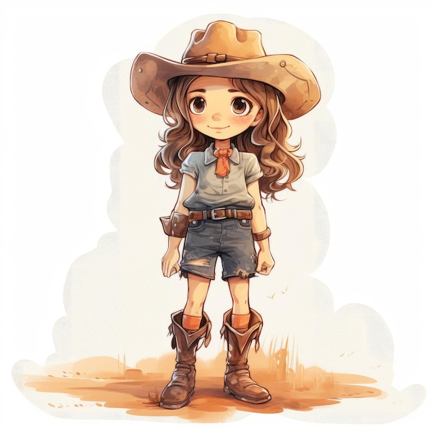 Śliczna mała dziewczynka w kowbojskim kostiumu