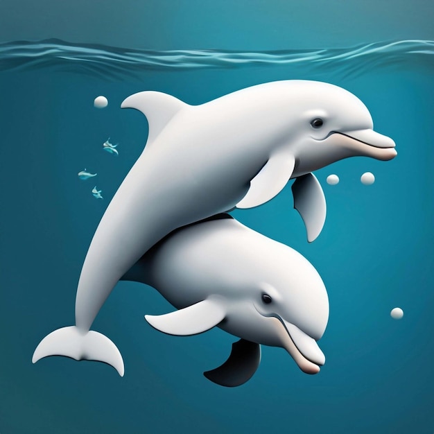 Śliczna postać delfina z kreskówek 3D Generatywna sztuczna inteligencja