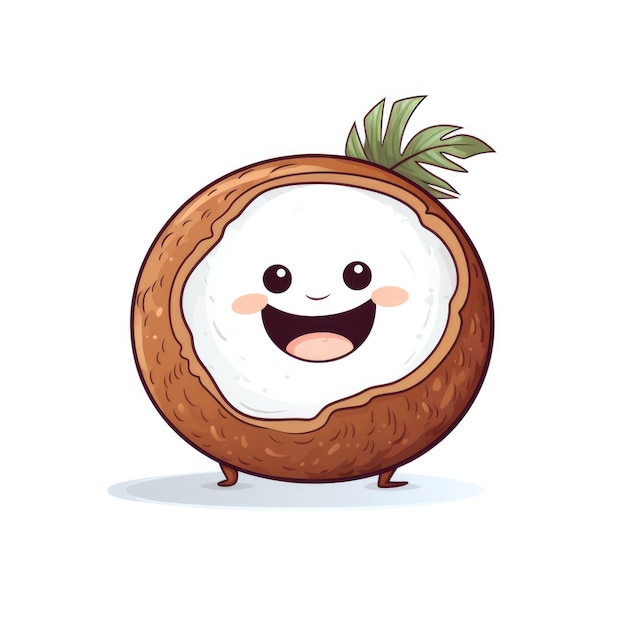 Zdjęcie Śliczna postać z kreskówki 3d kokos z oczami ilustracja na białym tle