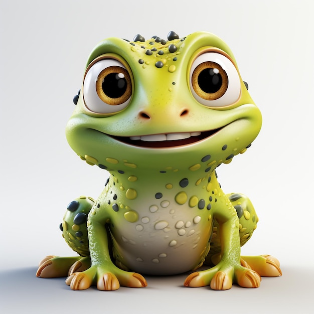 Zdjęcie Śliczna zielona żaba z kreskówki 3d