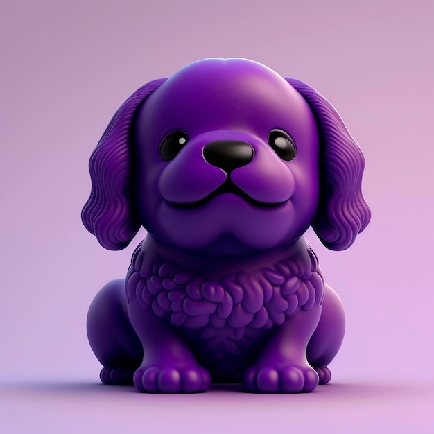 Śliczny 3d szczęśliwy purpurowy pies