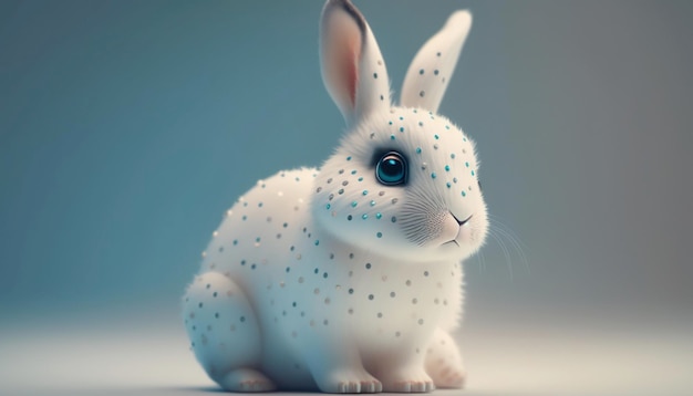 Śliczny biały króliczek z kropkami Ai generatywnymi