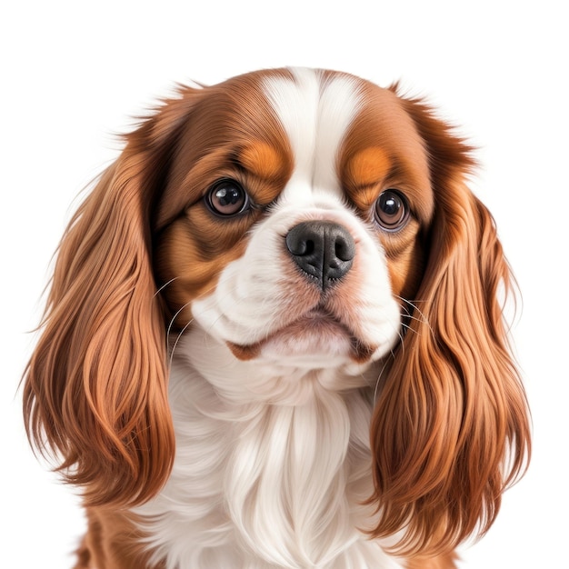 Śliczny cavalier king charles spaniel pies na białym tle