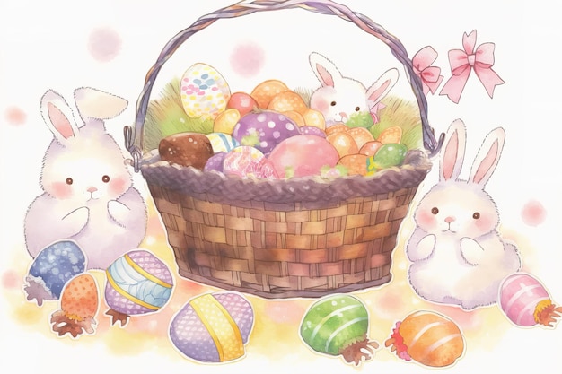 Śliczny Easter bunny piękne kolorowe dekoracje generowane ai
