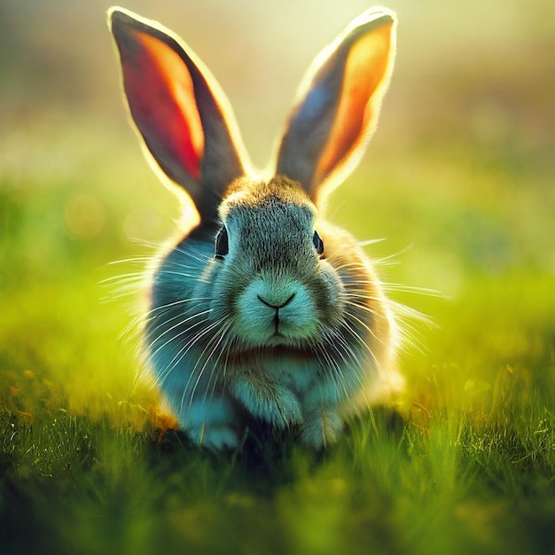 Śliczny królik lub portret królika w przyrodzie patrząc na kamerę