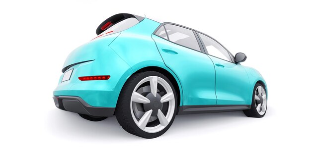 Śliczny mały elektryczny samochód hatchback ilustracja 3D