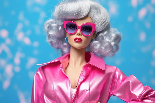 Śliczny portret plastikowej lalki disco Barbie Shopaholic Letni modny strój