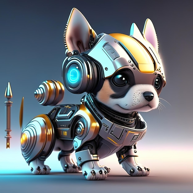 Śliczny robot chibi pies Generacyjna sztuczna inteligencja