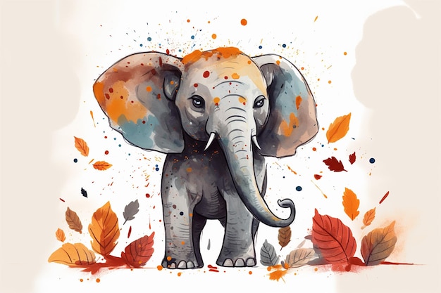 Śliczny słoń śliczny boho minimalistyczne ilustracje dzieci ilustrują