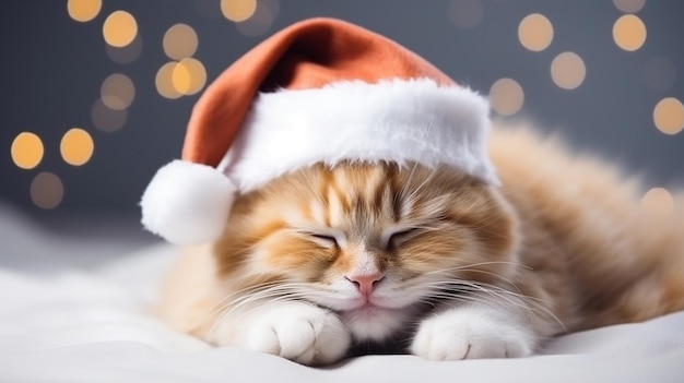 Śliczny, wesołych Świąt, zimowy zwierzak, kotek, imbirowy kot