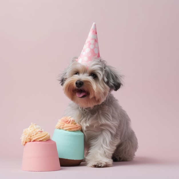 Śliczny zabawny pies urodzinowy Ilustracja AI GenerativexA