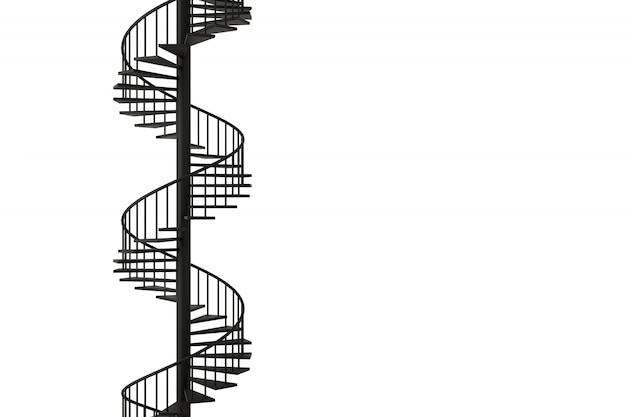Ślimakowaci schody z minimalnymi pojęciami, rendering 3D.