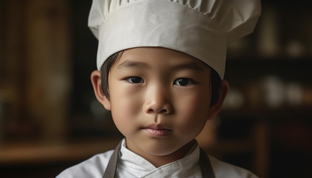 Słodcy chłopcy kucharze gotujący w domowej kuchni wygenerowani przez sztuczną inteligencję