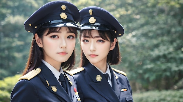 Zdjęcie słodka azjatka w garniturze wojskowym