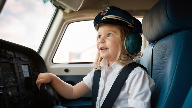 Zdjęcie słodka dziewczyna udająca pilota.