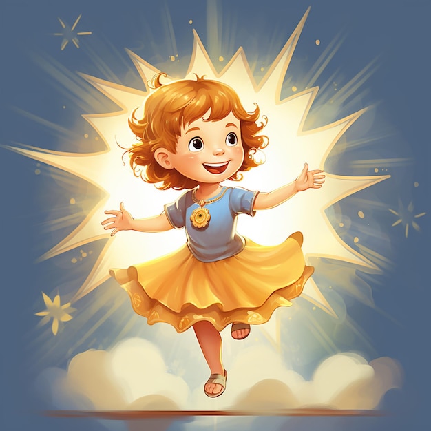Słodka dziewczynka bawiąca się ilustracją z książki dla dzieci