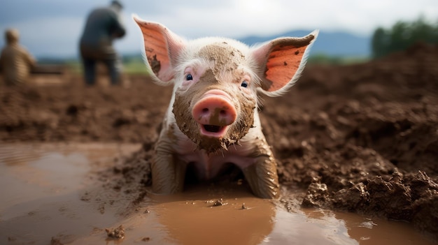 Słodka farma świń z błota