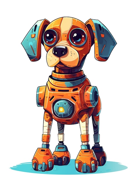 Słodka ilustracja robota-psa