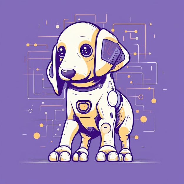 Słodka ilustracja robota-psa