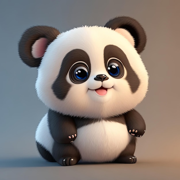 Słodka panda, tłuste dziecko, urocze i realistyczne 3d