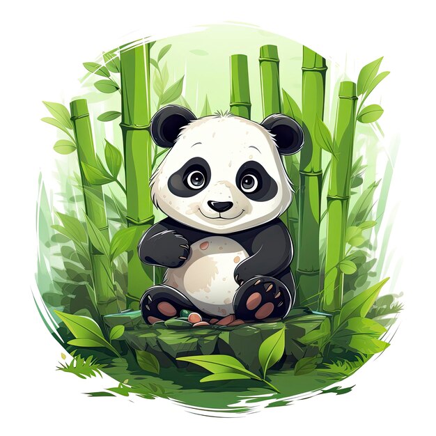 Słodka panda w środku bambusowego lasu T-shirt