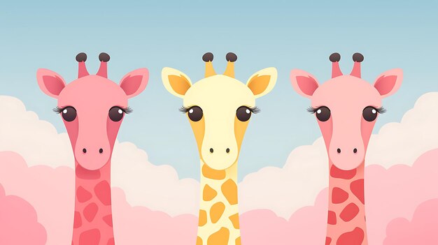 Zdjęcie słodka pastelowa żyrafa z kreskówki tło zwierzęce