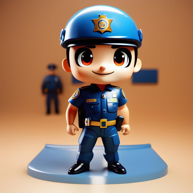 Słodka postać policjanta Chibi w 3D