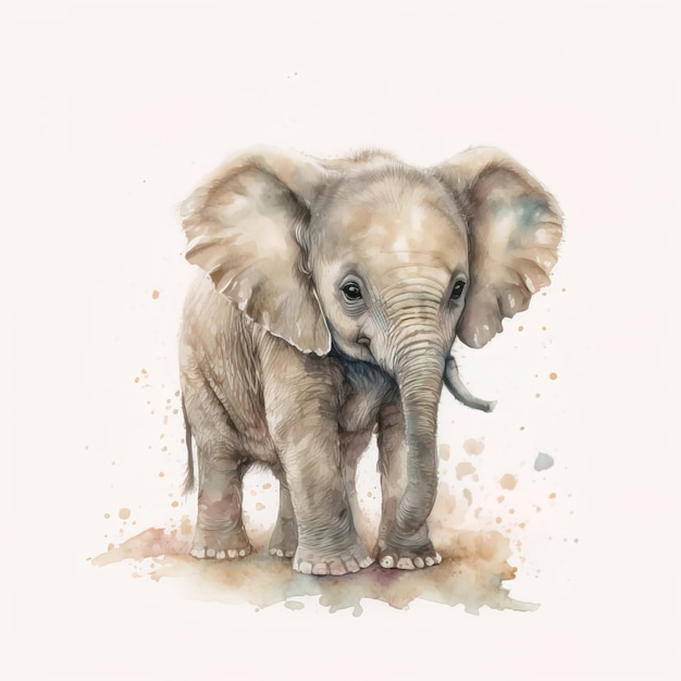 Słodka, ręcznie rysowana ilustracja słonia z kreskówek, którą można wykorzystać w książce z obrazkami dla dzieci
