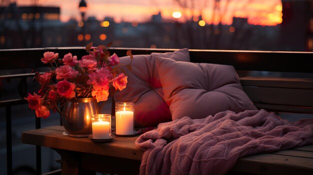 Słodka romantyczna miłość dekoracja balkonu pomysł ai generatywny
