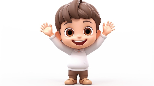 Słodki 3D chłopiec, postać z kreskówek