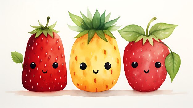 Zdjęcie słodki akwarelowy rysunek owoców