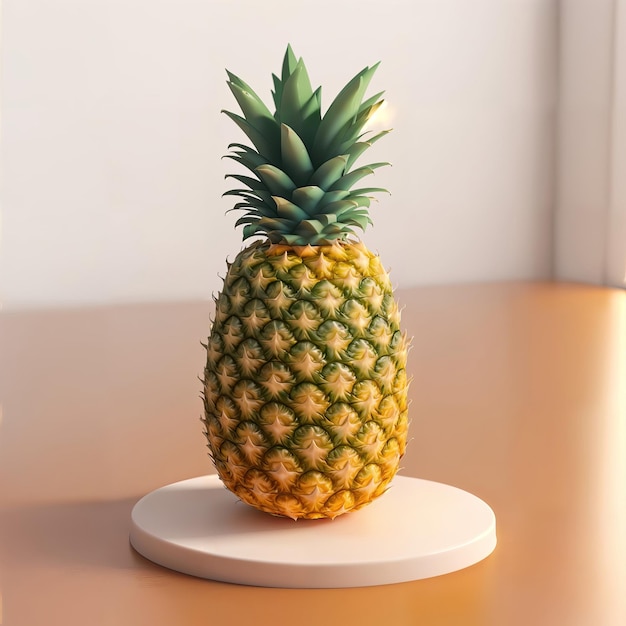 Słodki ananas na białym podium