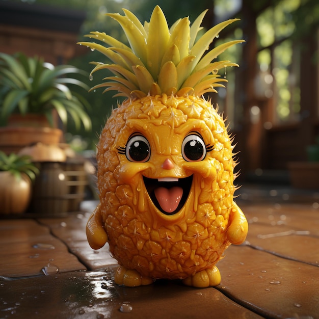 Słodki ananas z kreskówki 3d