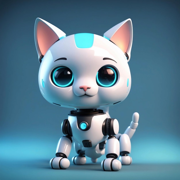 Słodki avatar 3D obrazu robota napędzanego sztuczną inteligencją słodki przyjazny kot