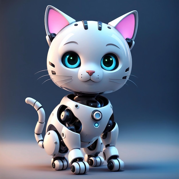 Słodki avatar 3D obrazu robota napędzanego sztuczną inteligencją słodki przyjazny kot