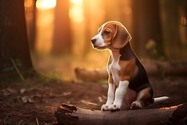 Zdjęcie słodki beagle bawi się na świeżym powietrzu i kopiuje przestrzeń