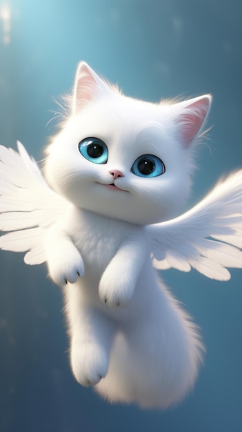 Zdjęcie słodki, biały kot o imieniu alex noszący niebieski ai wygenerował sztukę