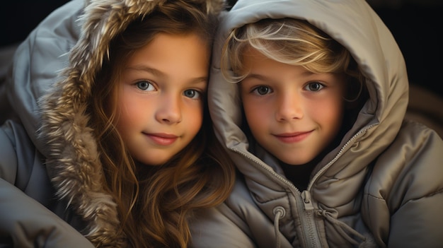 Słodki brat i siostra bawiący się świecą w ciemnym lesie szczęśliwe dzieci w jesienną noc