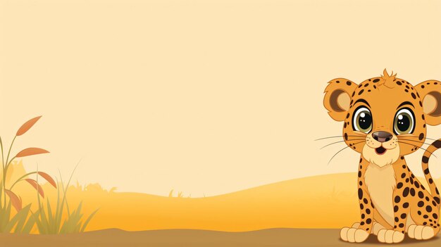 Słodki Cartoon Cheetah Banner z miejscem do kopiowania