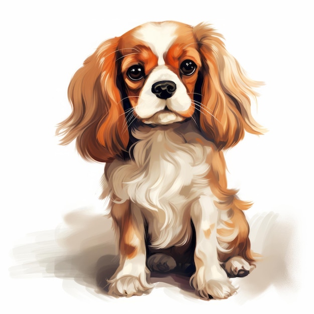 Słodki Cavalier King Charles Spaniel pies na białym tle