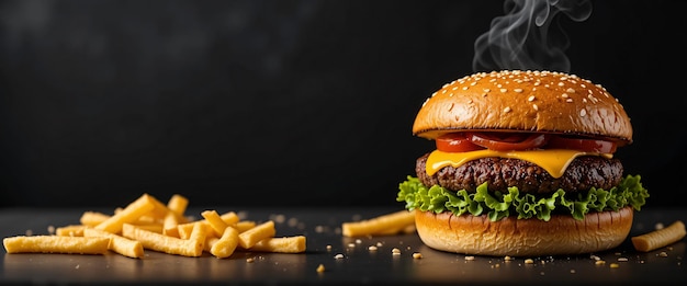 Słodki cheeseburger i frytki