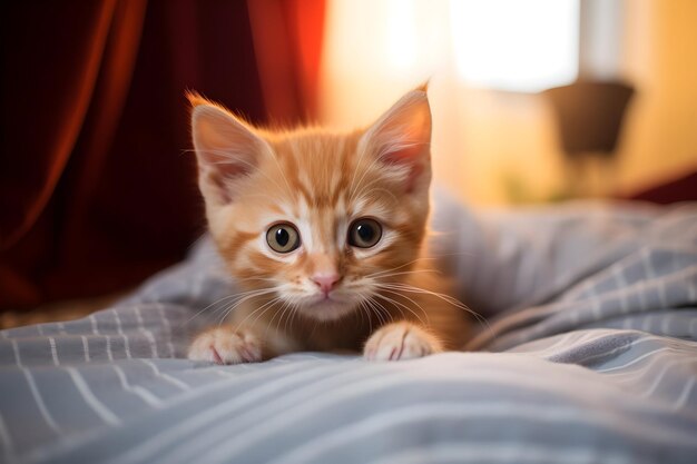 Zdjęcie słodki czerwony kotek w pokoju